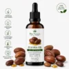 A 30 ml amber glass bottle of jojoba oil