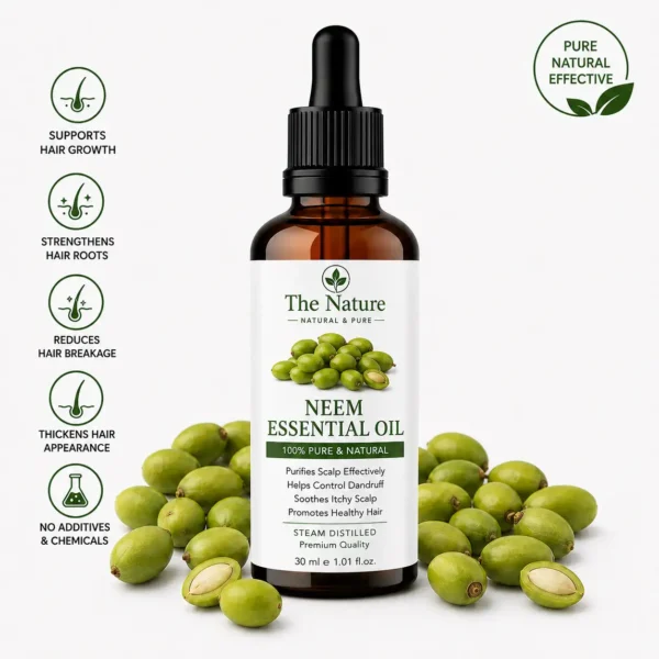 Pure Neem Essential Oil for Hair — Scalp Purification, Anti-Dandruff & Healthy Hair Growth | 100% Natural & Organic