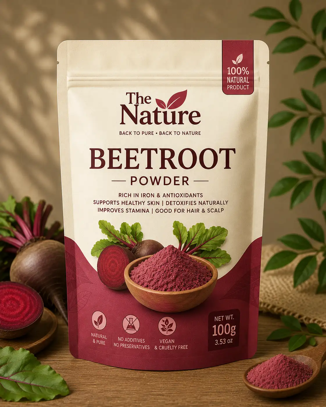 Beetroot Powder for Skin Glow, Lip Tint and Face Mask